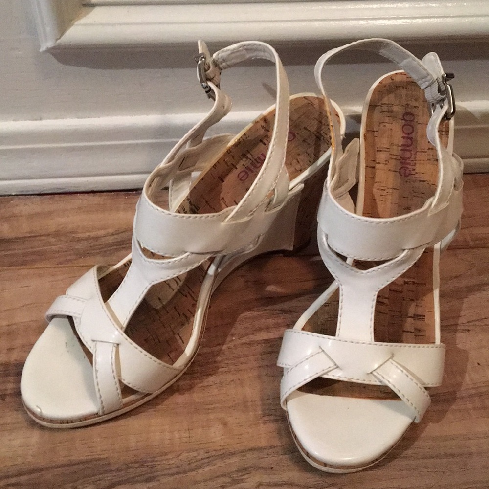 White strapped wedges. 8.5
